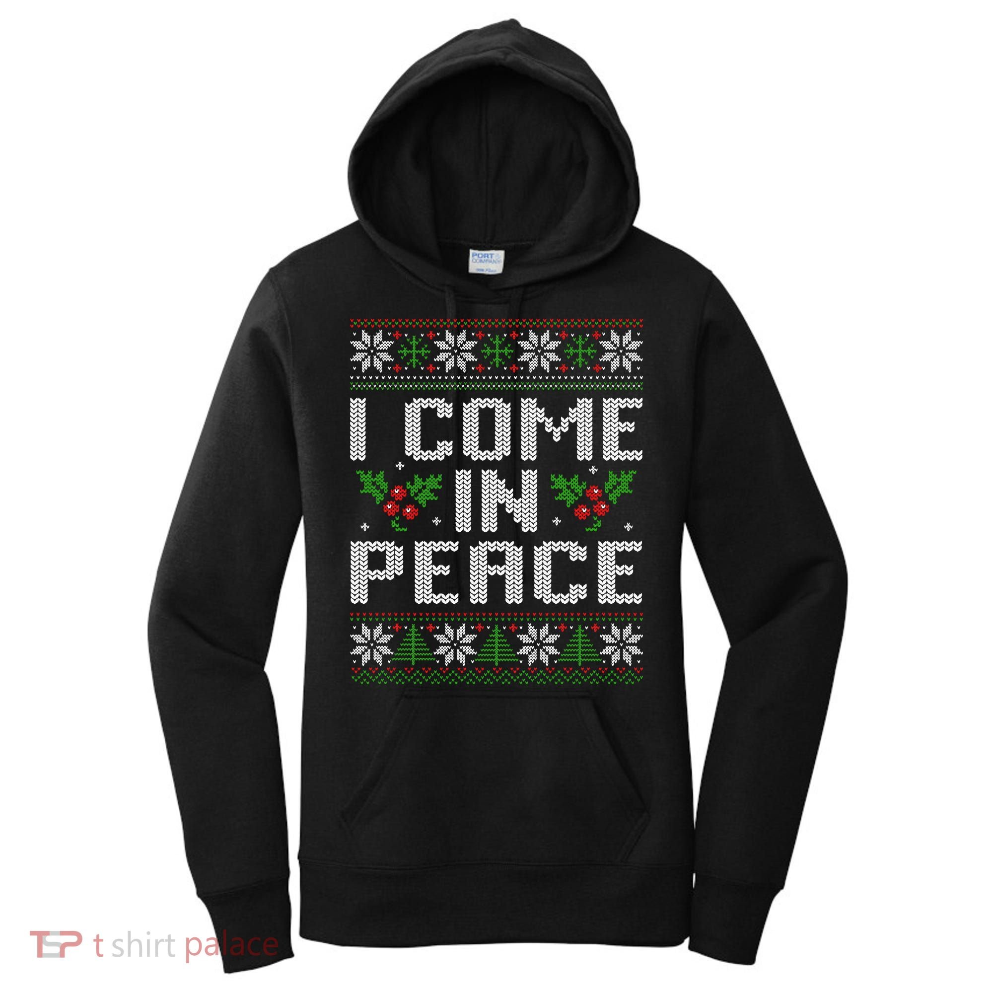I Come In Peace Couple Matching Ugly Christmas Sweater Women's Hoodie