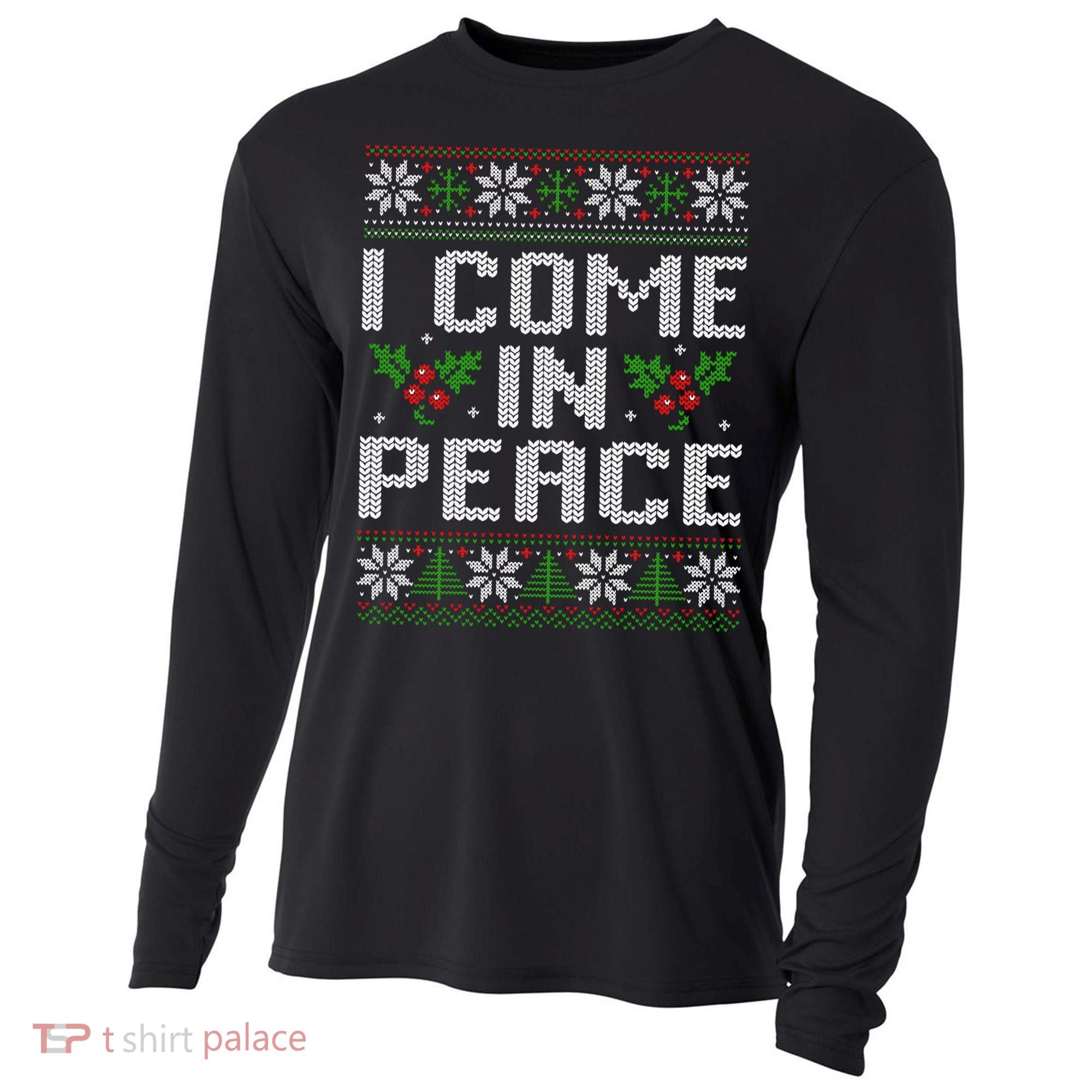 I Come In Peace Couple Matching Ugly Christmas Sweater Cooling Performance Long Sleeve Crew