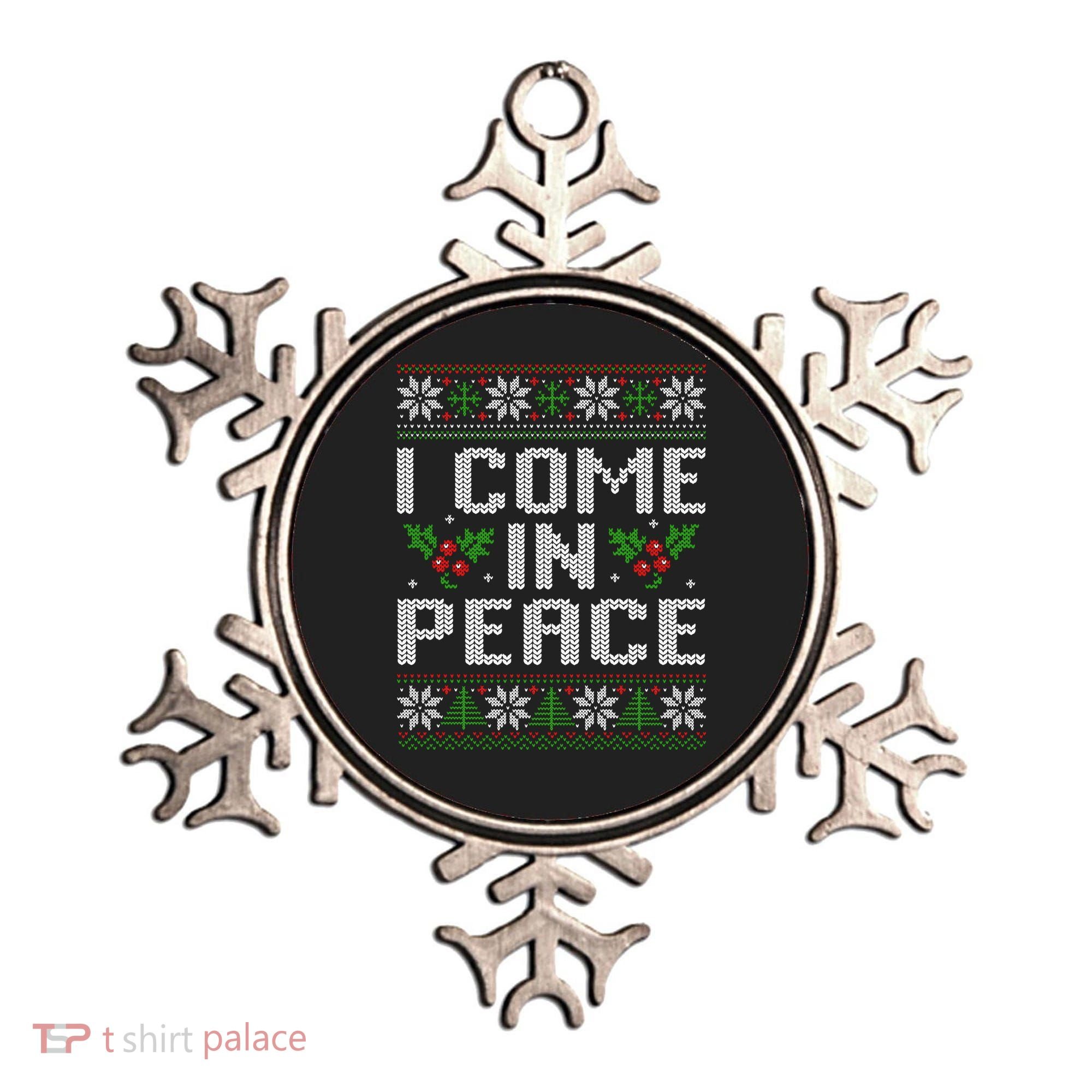 I Come In Peace Couple Matching Ugly Christmas Sweater Ornament