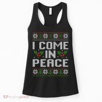I Come In Peace Couple Matching Ugly Christmas Sweater Women's Tank Top thumb 0