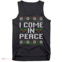 I Come In Peace Couple Matching Ugly Christmas Sweater Tank Top thumb 0