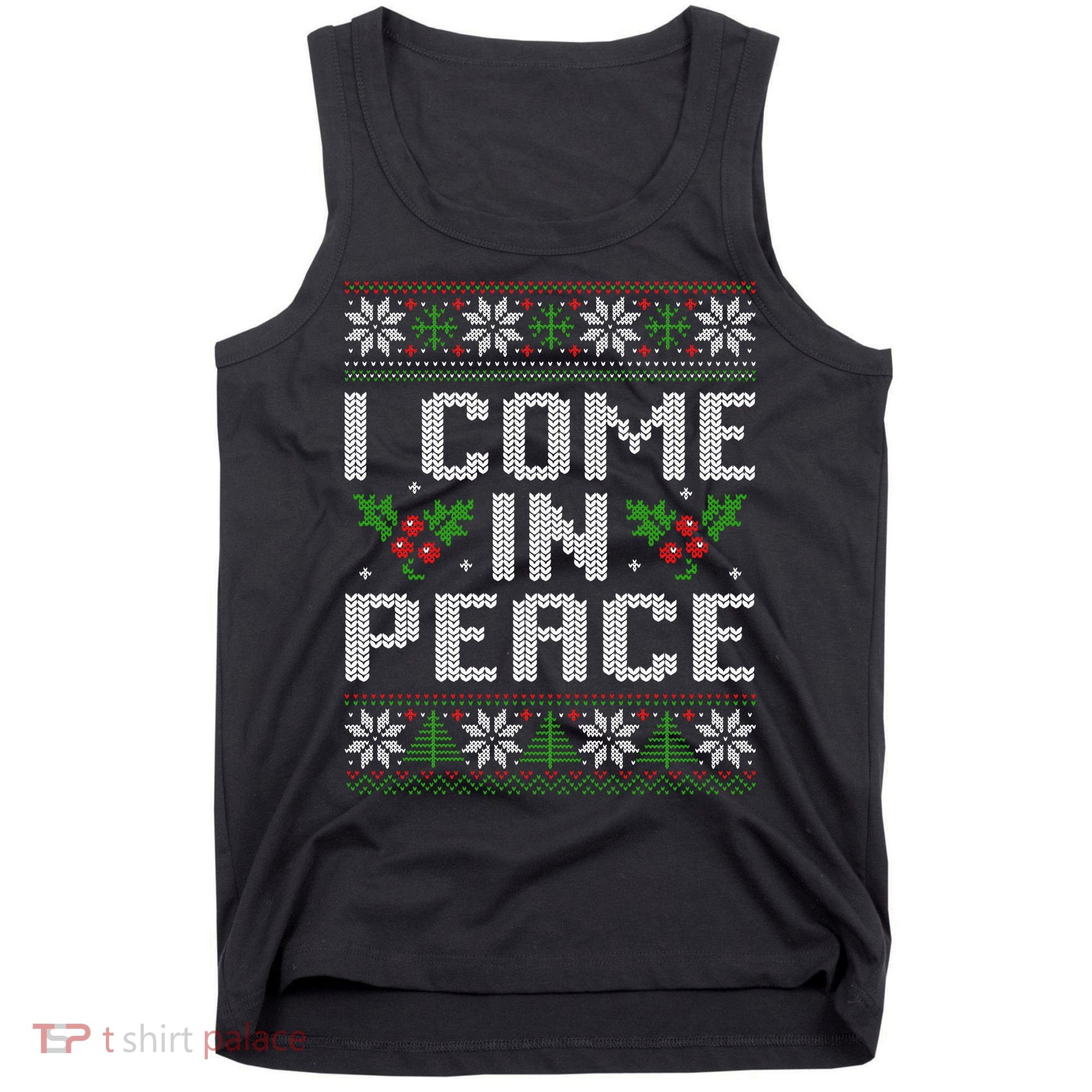I Come In Peace Couple Matching Ugly Christmas Sweater Tank Top