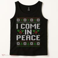 I Come In Peace Couple Matching Ugly Christmas Sweater Tank Top thumb 2