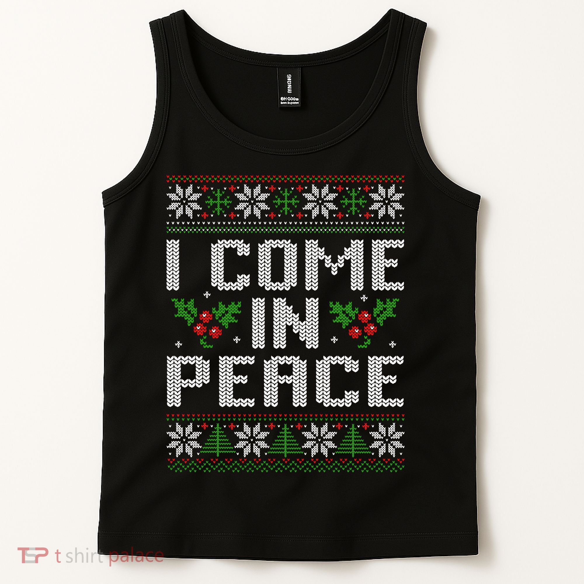 I Come In Peace Couple Matching Ugly Christmas Sweater Tank Top