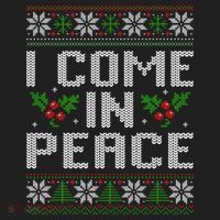 I Come In Peace Couple Matching Ugly Christmas Sweater Golf Towel thumb 3