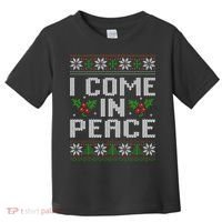 I Come In Peace Couple Matching Ugly Christmas Sweater Toddler T-Shirt thumb 0
