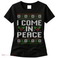 I Come In Peace Couple Matching Ugly Christmas Sweater Women's T-Shirt thumb 0