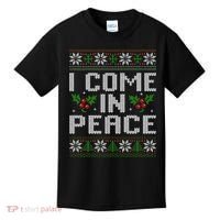 I Come In Peace Couple Matching Ugly Christmas Sweater Kids T-Shirt thumb 0