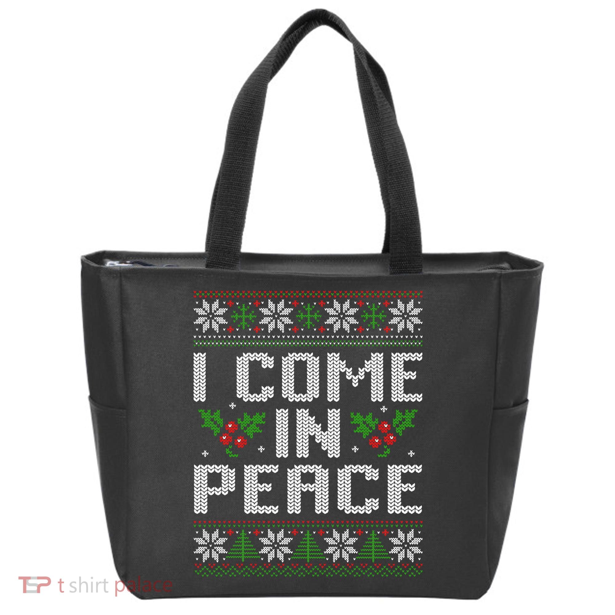 I Come In Peace Couple Matching Ugly Christmas Sweater Tote Bag