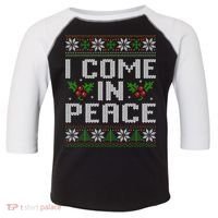 I Come In Peace Couple Matching Ugly Christmas Sweater Toddler Fine Jersey T-Shirt thumb 0
