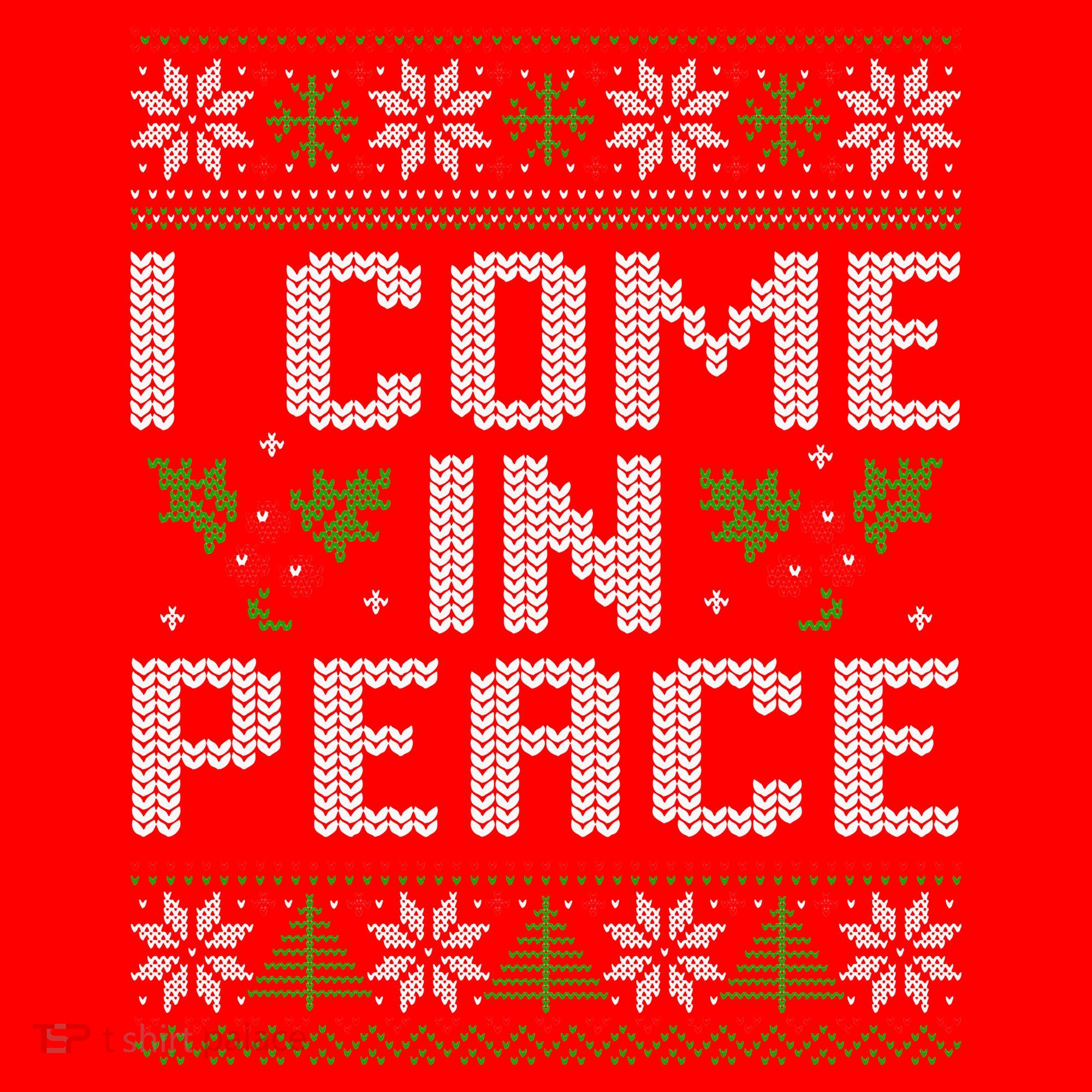 I Come In Peace Couple Matching Ugly Christmas Sweater Santa Hat