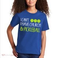 I CanT I Have Church And Pickleball Gift Kids T-Shirt thumb 2