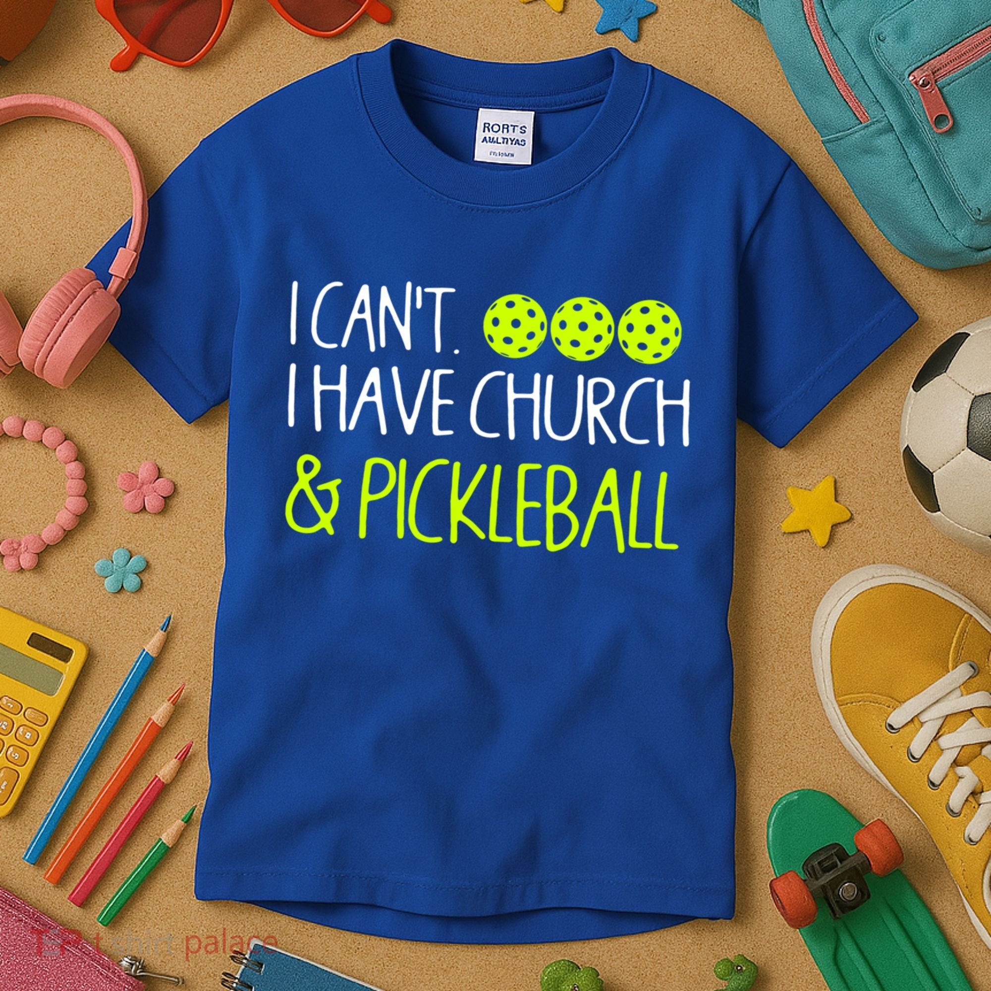 I CanT I Have Church And Pickleball Gift Kids T-Shirt