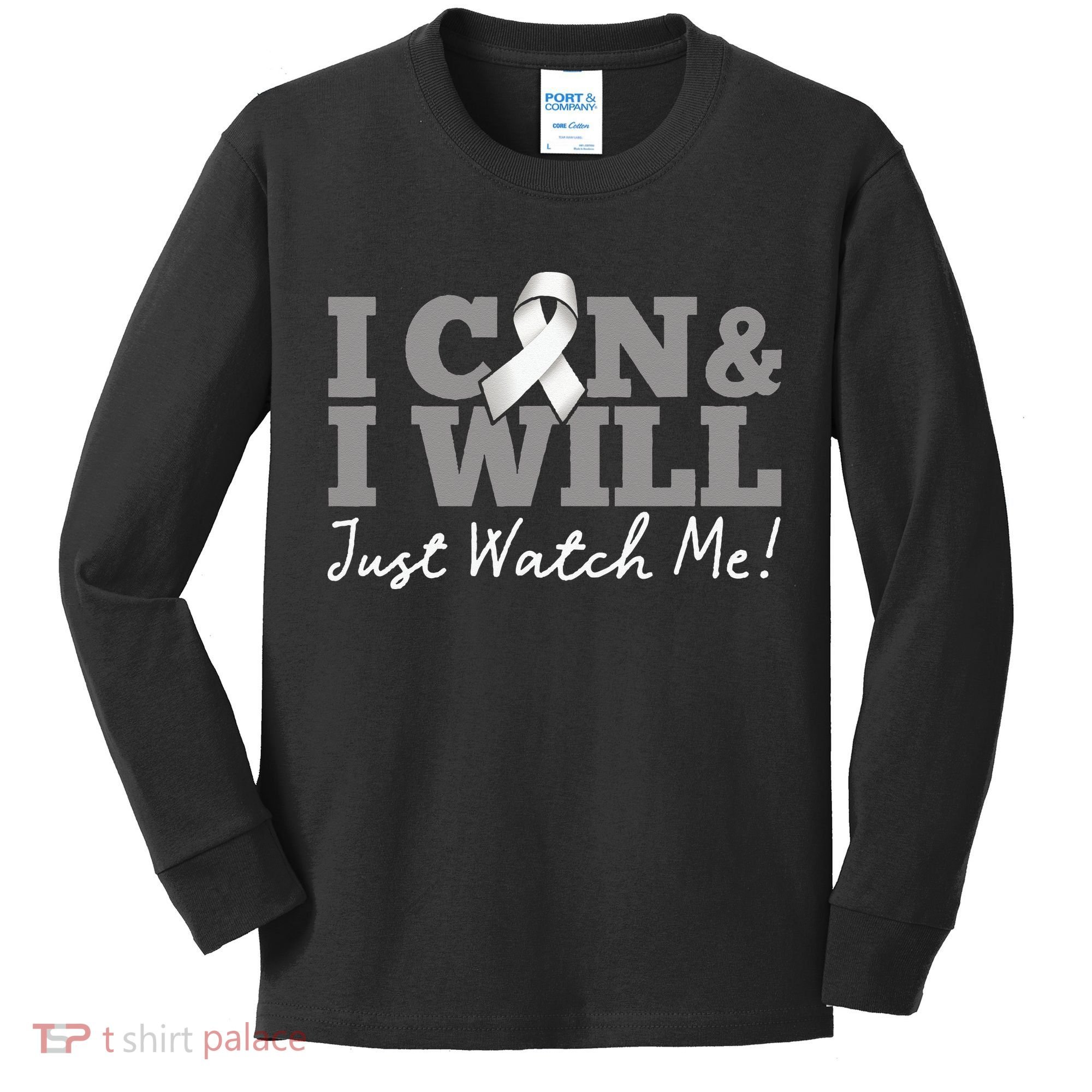 I Can & I Will Beat Lung Cancer Warrior Just Watch Me Kids Long Sleeve Shirt