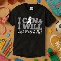 I Can & I Will Beat Lung Cancer Warrior Just Watch Me Kids T-Shirt thumb 3