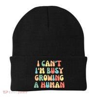 I Can't I'm Busy Growing A Human Funny Pregnant Beanie thumb 0