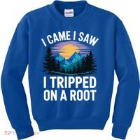 I Came I Saw I Tripped On A Root Funny Hiking Kids Sweatshirt thumb 0