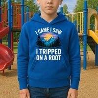 I Came I Saw I Tripped On A Root Funny Hiking Kids Hoodie thumb 2