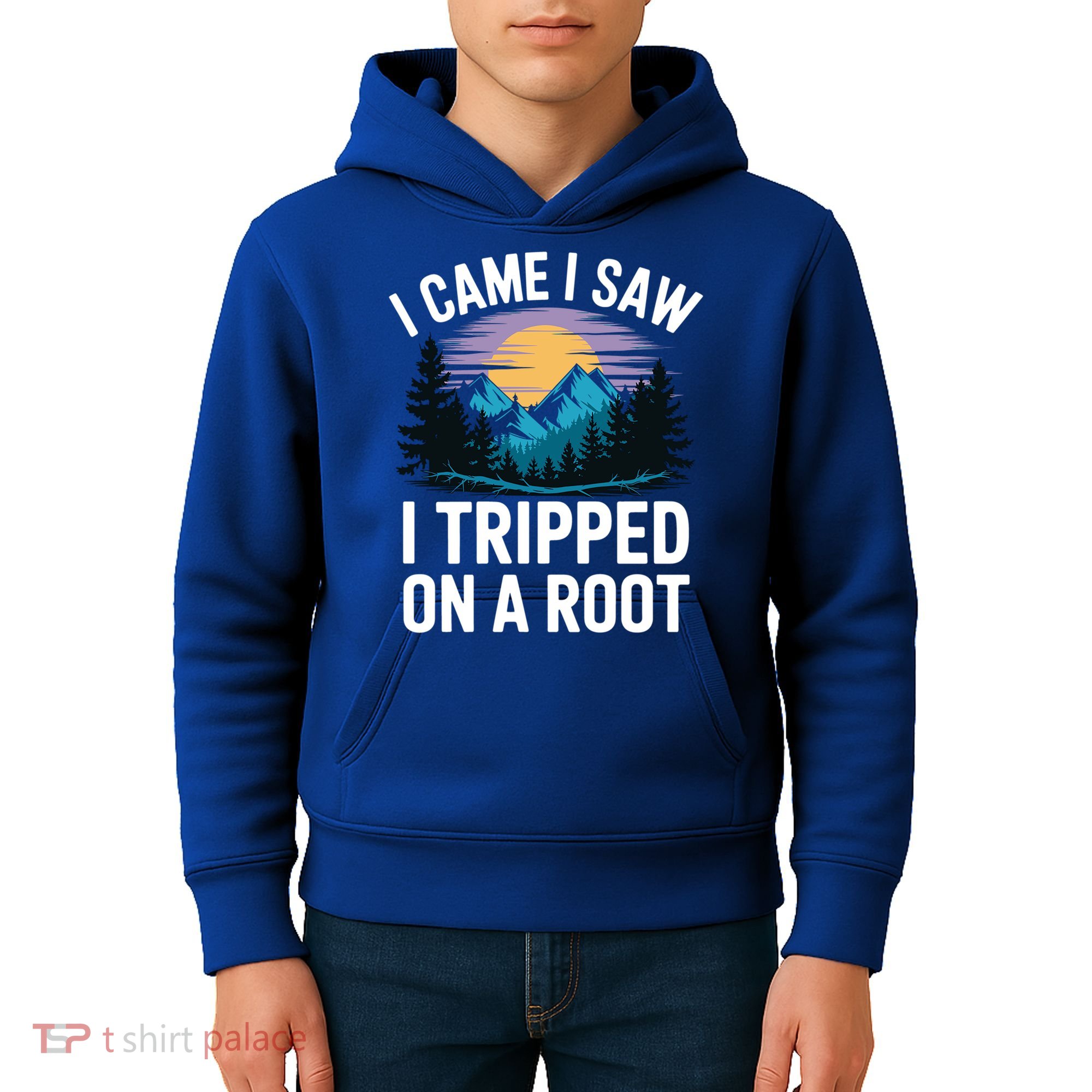 I Came I Saw I Tripped On A Root Funny Hiking Kids Hoodie