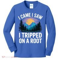 I Came I Saw I Tripped On A Root Funny Hiking Kids Long Sleeve Shirt thumb 0