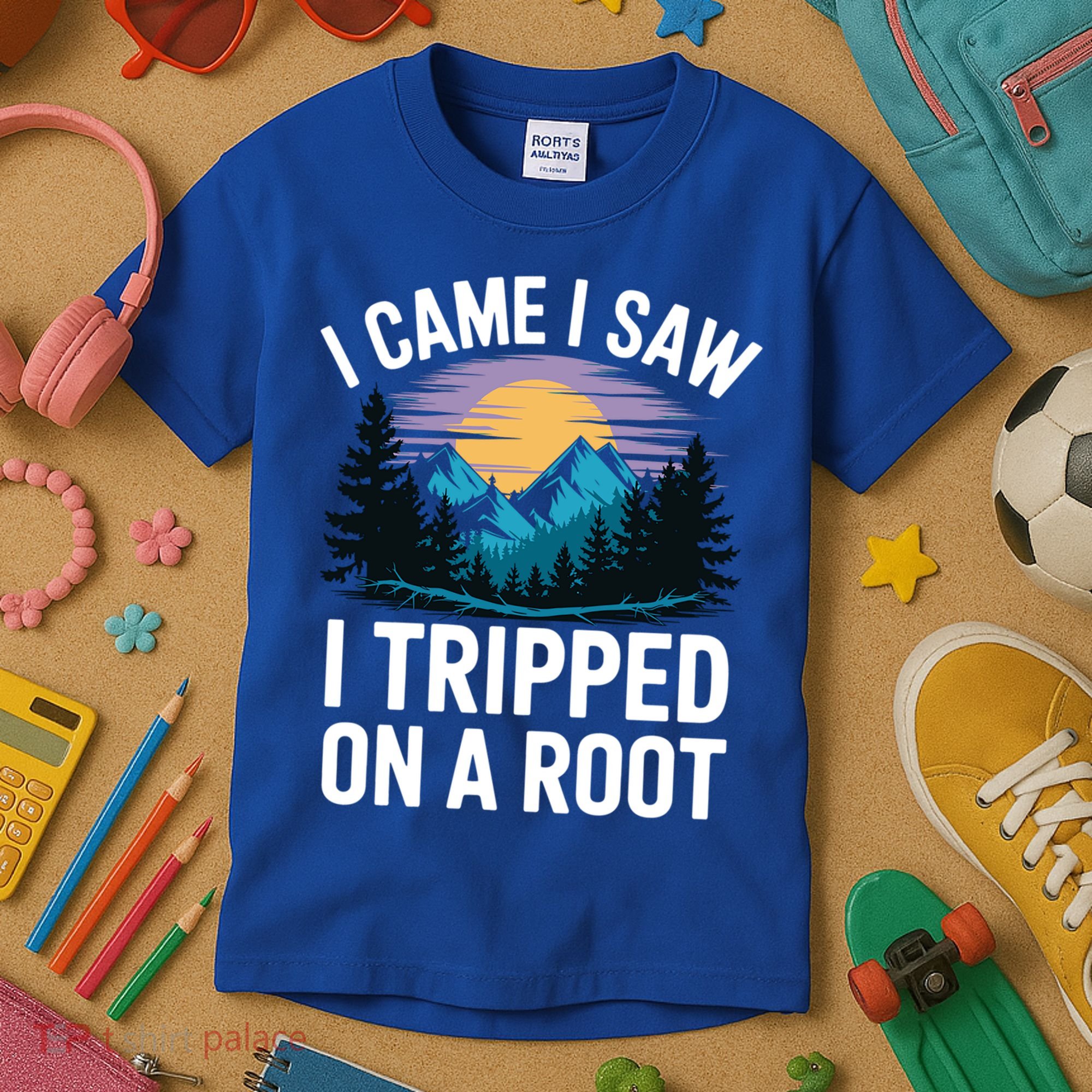 I Came I Saw I Tripped On A Root Funny Hiking Kids T-Shirt
