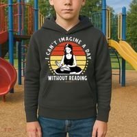 I Can't Imagine My Day Without Reading Kids Hoodie thumb 2