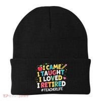 I Came I Taught I Loved I Retired Funny Teacher Retirement Beanie thumb 0