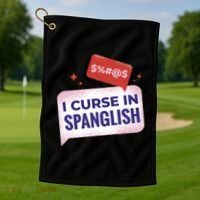 I Curse In Spanglish Funny Spanish Golf Towel thumb 1