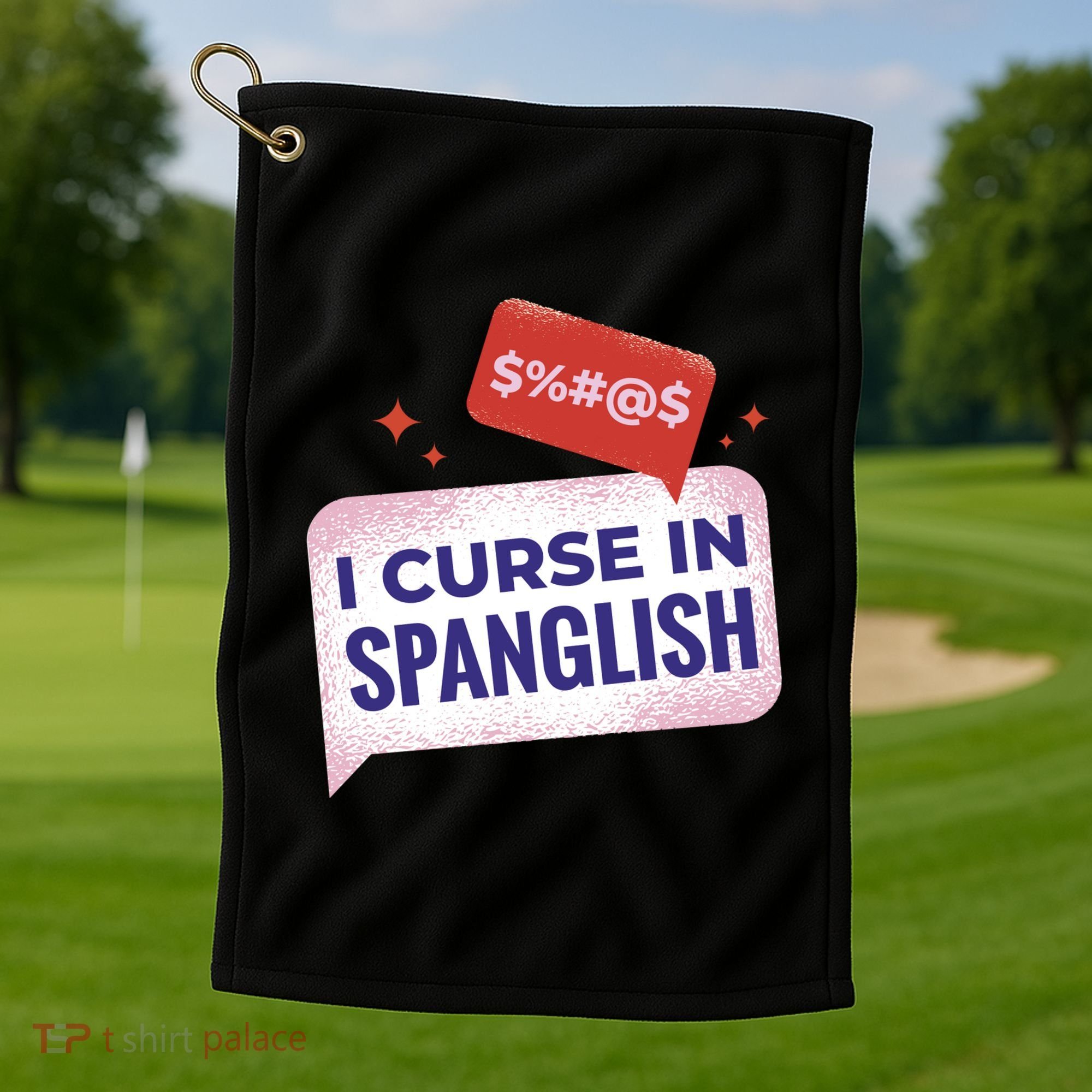 I Curse In Spanglish Funny Spanish Golf Towel