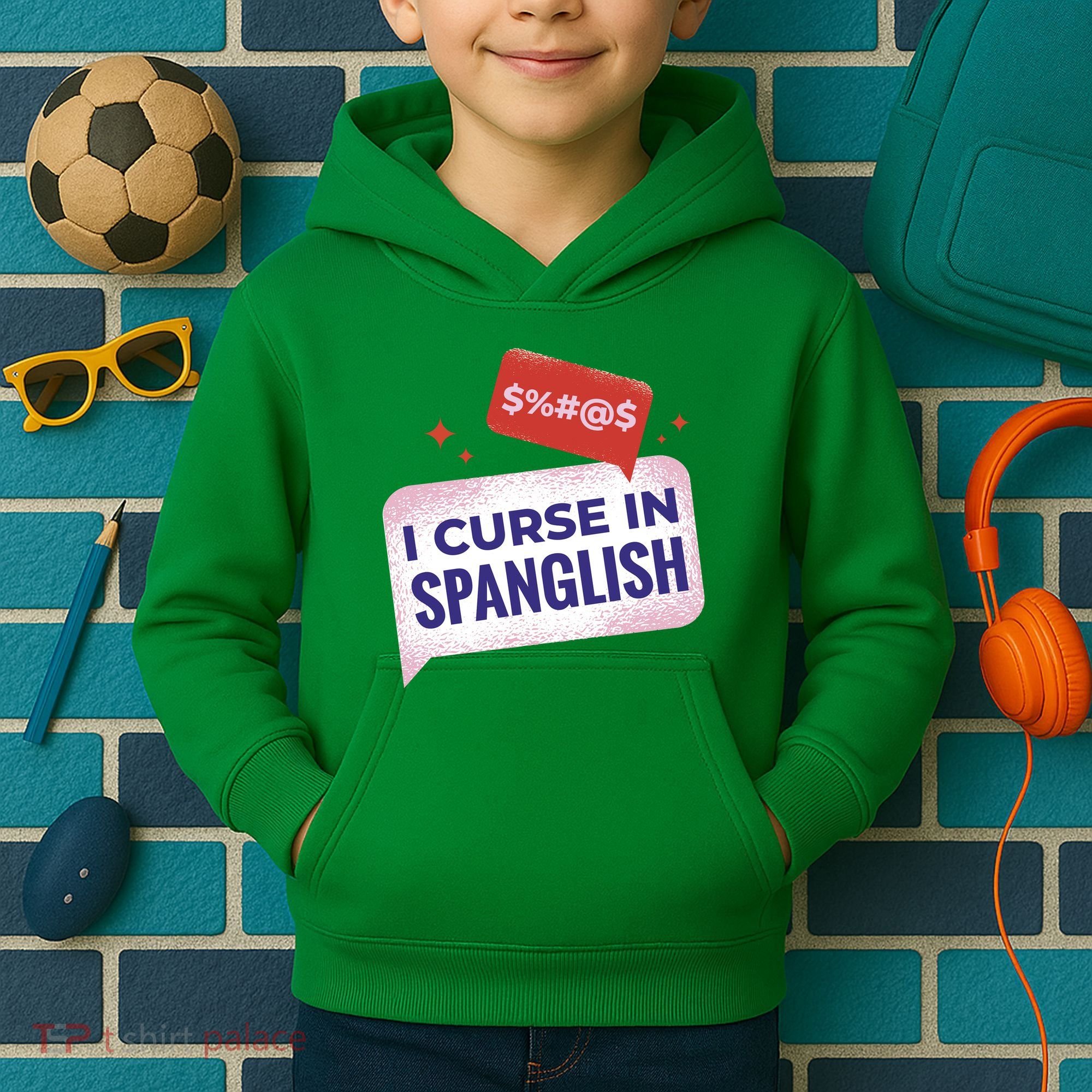 I Curse In Spanglish Funny Spanish Kids Hoodie