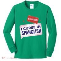 I Curse In Spanglish Funny Spanish Kids Long Sleeve Shirt thumb 0