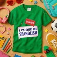 I Curse In Spanglish Funny Spanish Kids T-Shirt thumb 3