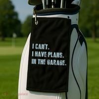 I Can't I Have Plans In The Garage Gift Golf Towel thumb 2