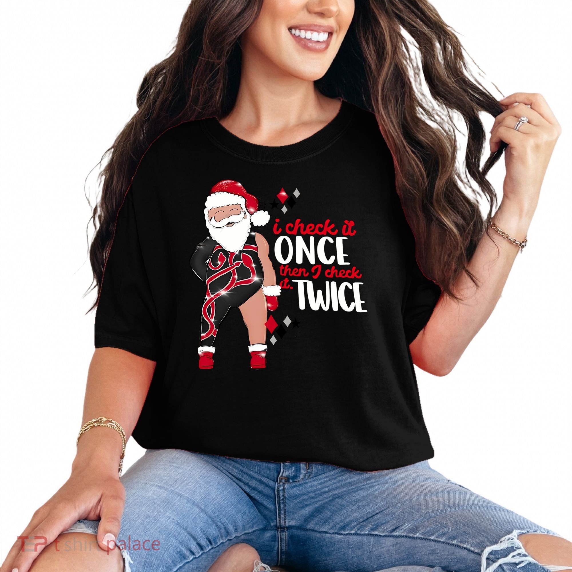 I Check It Once Then I Check It Twice Santa 1989 Christmas Sweatshirt Comfort Colors T-Shirt