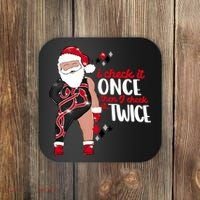 I Check It Once Then I Check It Twice Santa 1989 Christmas Sweatshirt Coaster thumb 0