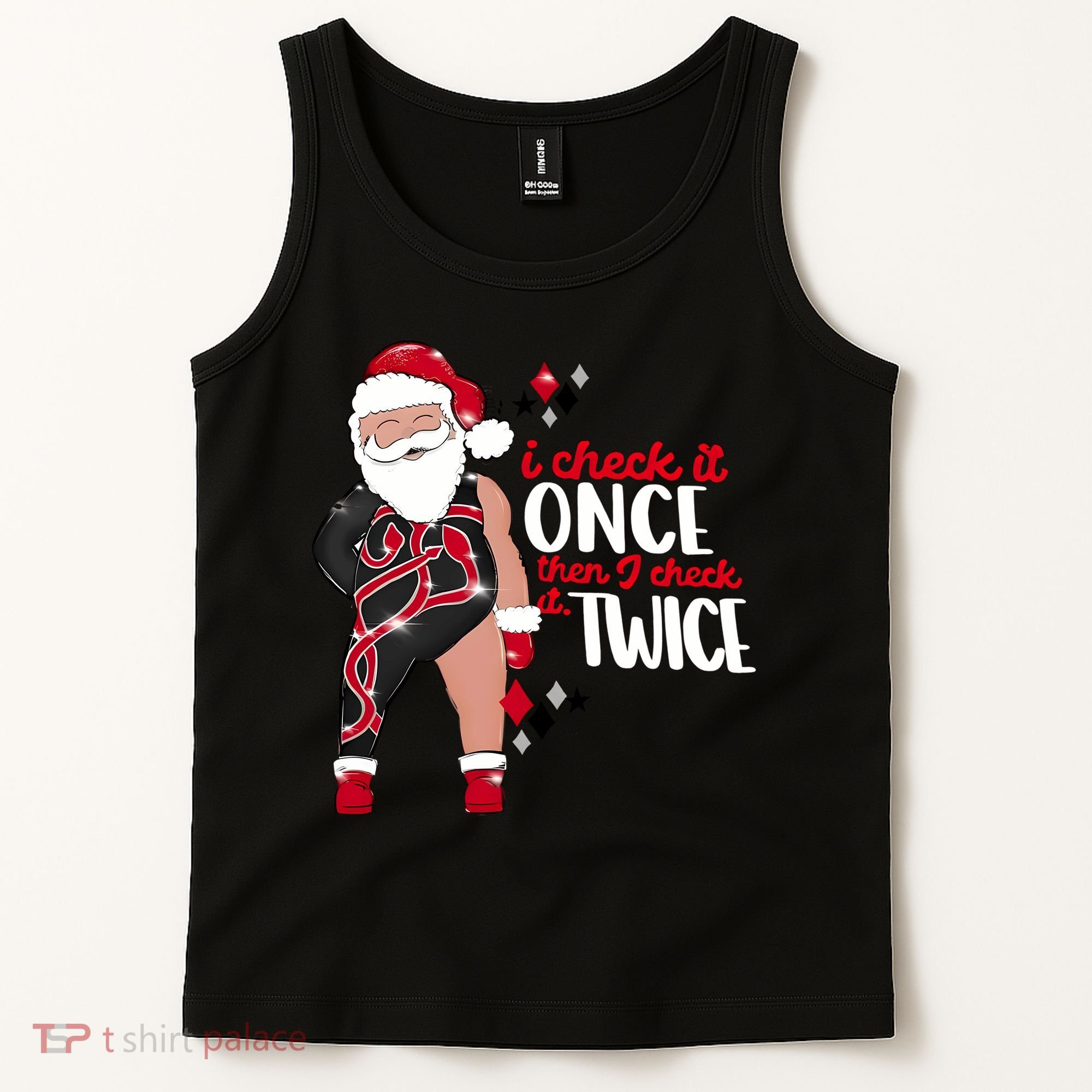 I Check It Once Then I Check It Twice Santa 1989 Christmas Sweatshirt Tank Top