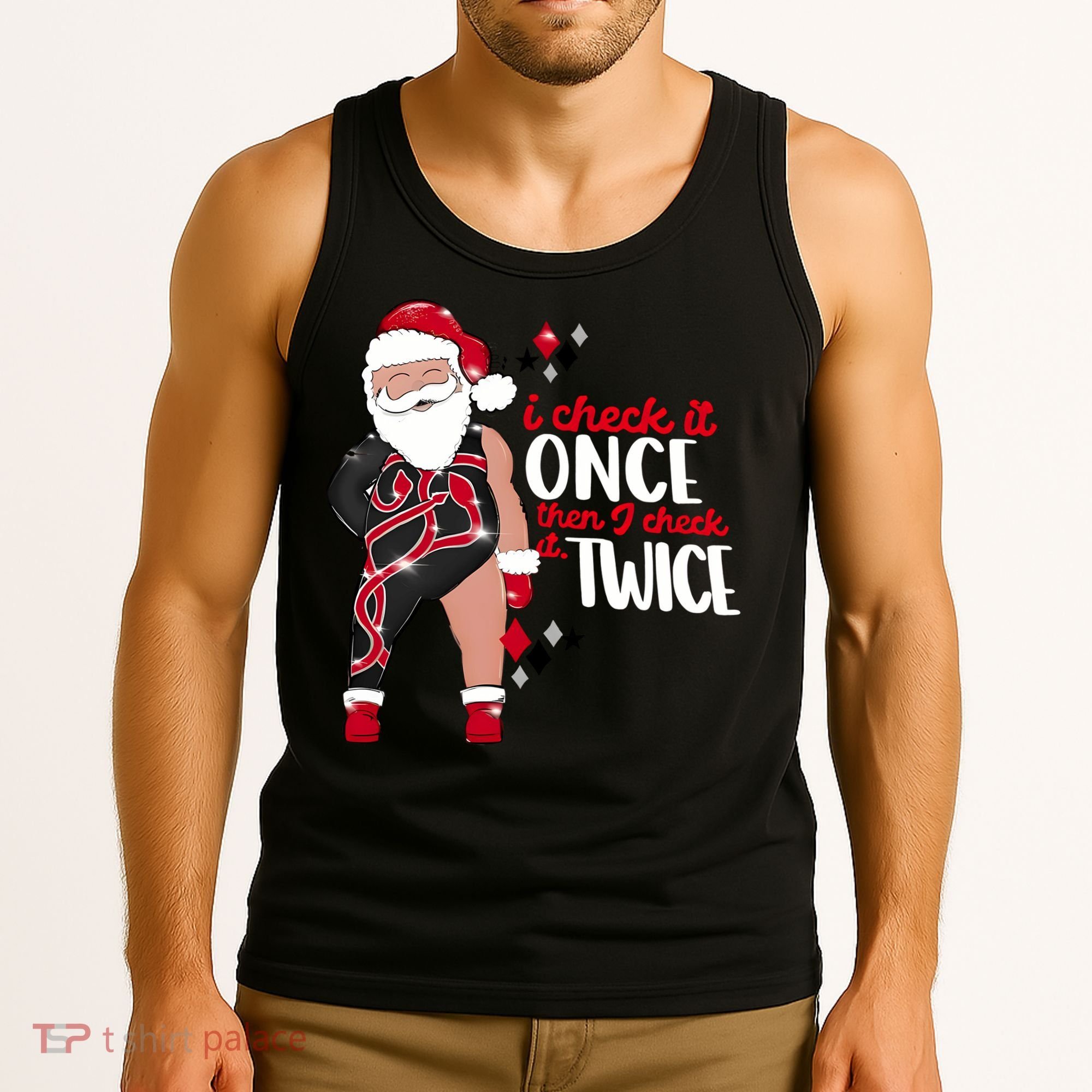 I Check It Once Then I Check It Twice Santa 1989 Christmas Sweatshirt Tank Top