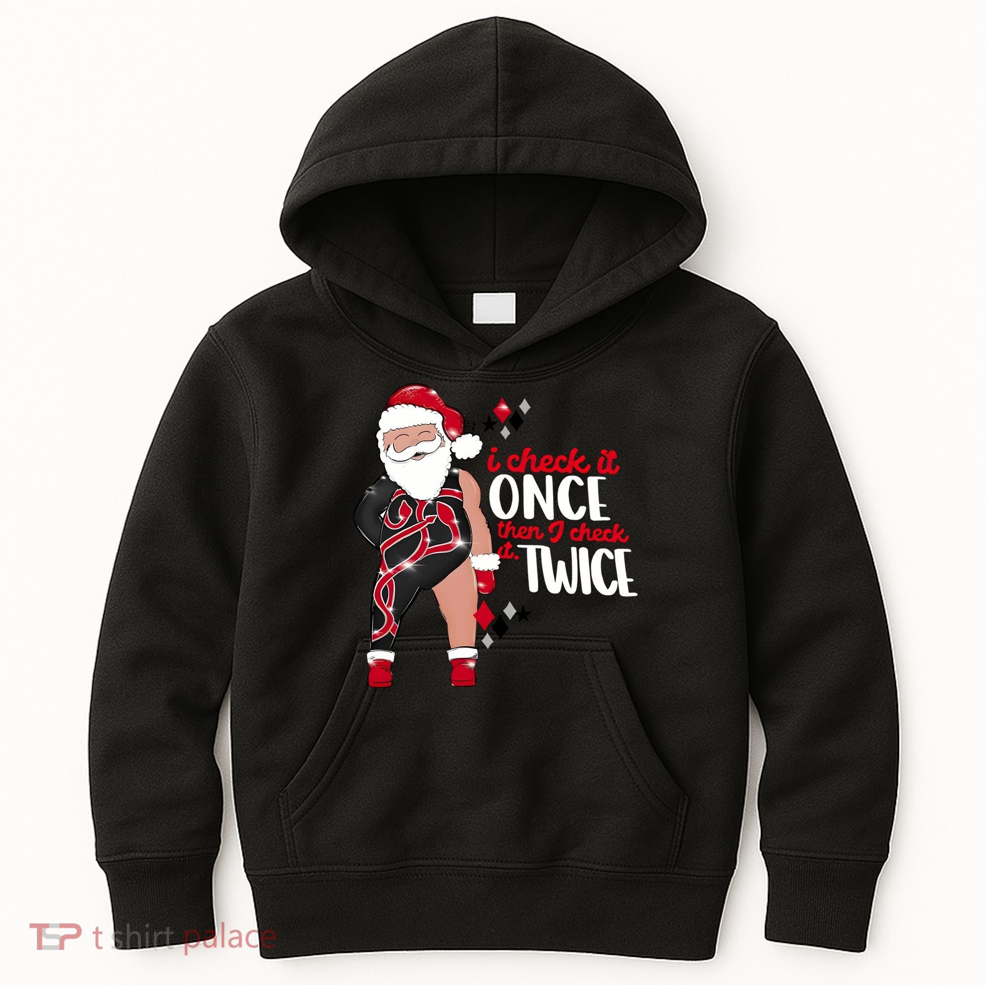 I Check It Once Then I Check It Twice Santa 1989 Christmas Sweatshirt Kids Hoodie