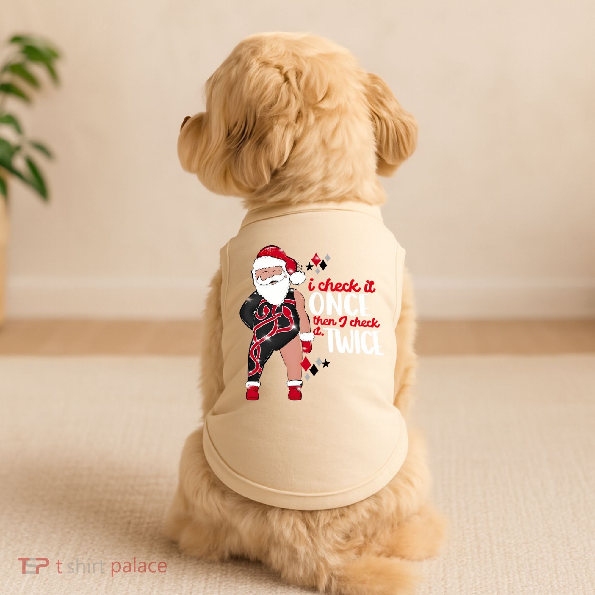 I Check It Once Then I Check It Twice Santa 1989 Christmas Sweatshirt Doggie Tank