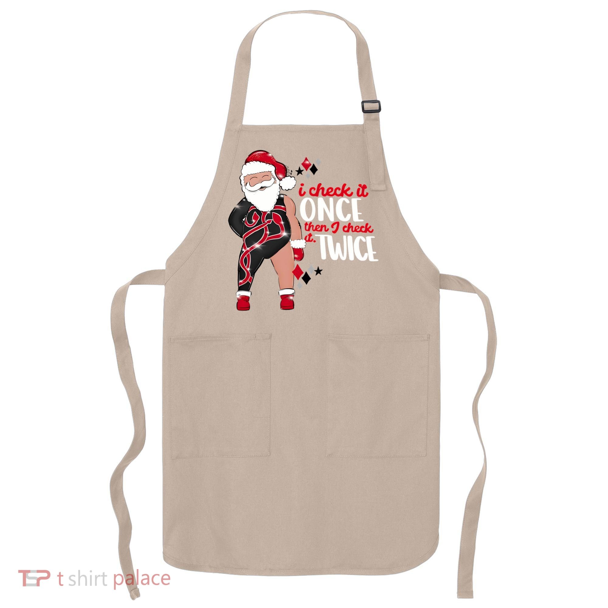 I Check It Once Then I Check It Twice Santa 1989 Christmas Sweatshirt Apron