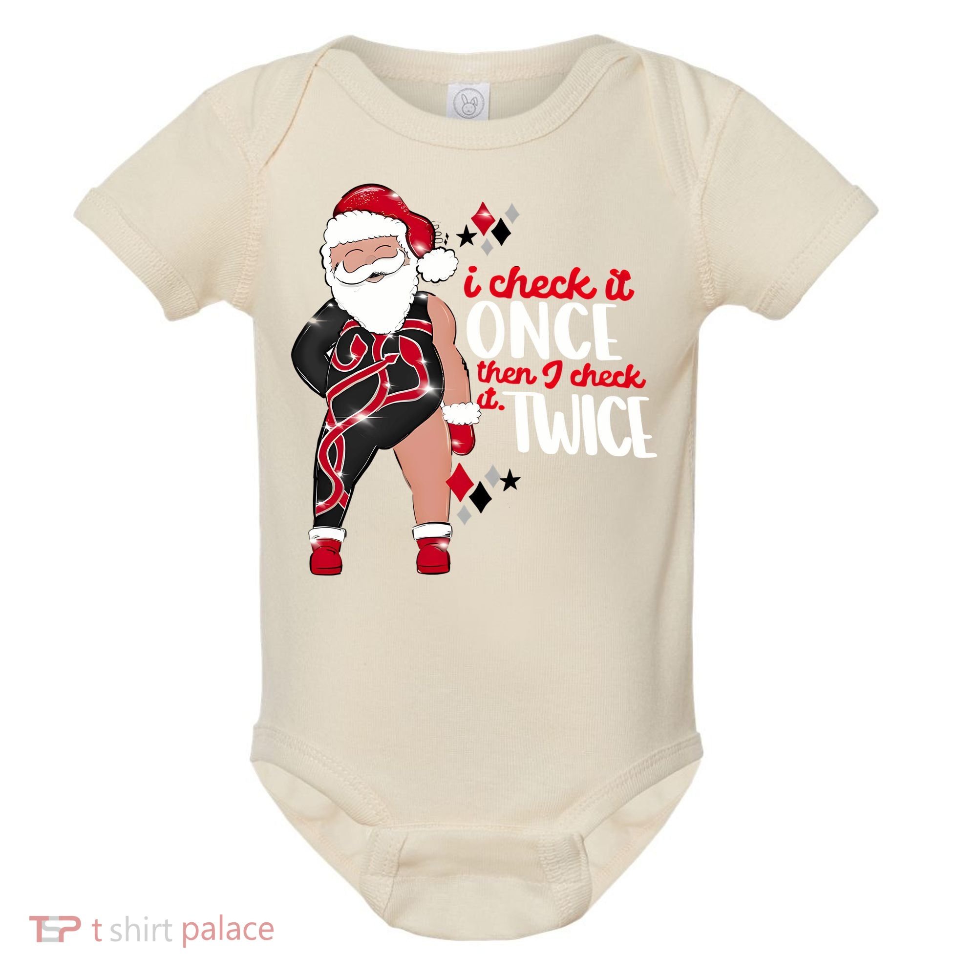 I Check It Once Then I Check It Twice Santa 1989 Christmas Sweatshirt Baby Bodysuit