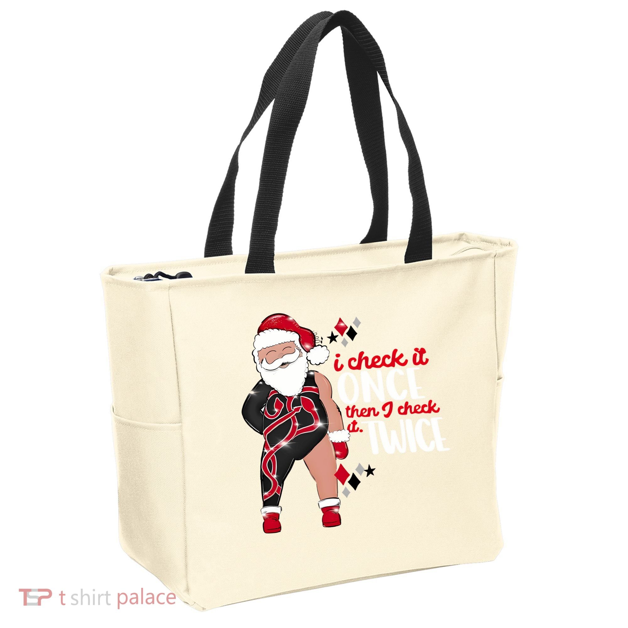 I Check It Once Then I Check It Twice Santa 1989 Christmas Sweatshirt Tote Bag