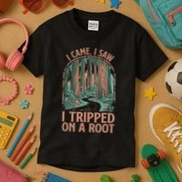 I Came I Saw I Tripped On A Root Hiking Adventure Hiker Kids T-Shirt thumb 3