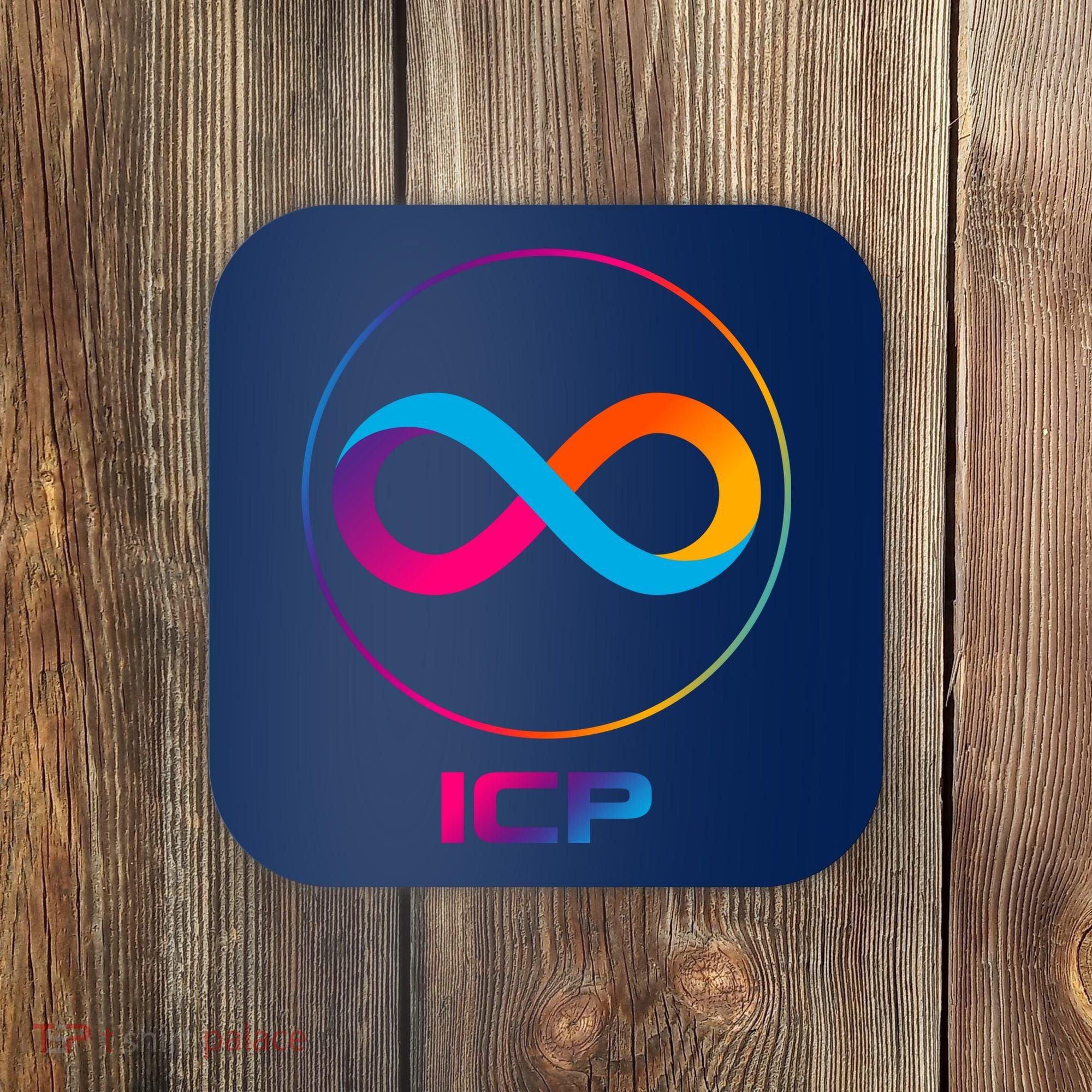Internet Computer Icp Cryptocurrency Logo Emblem Coaster