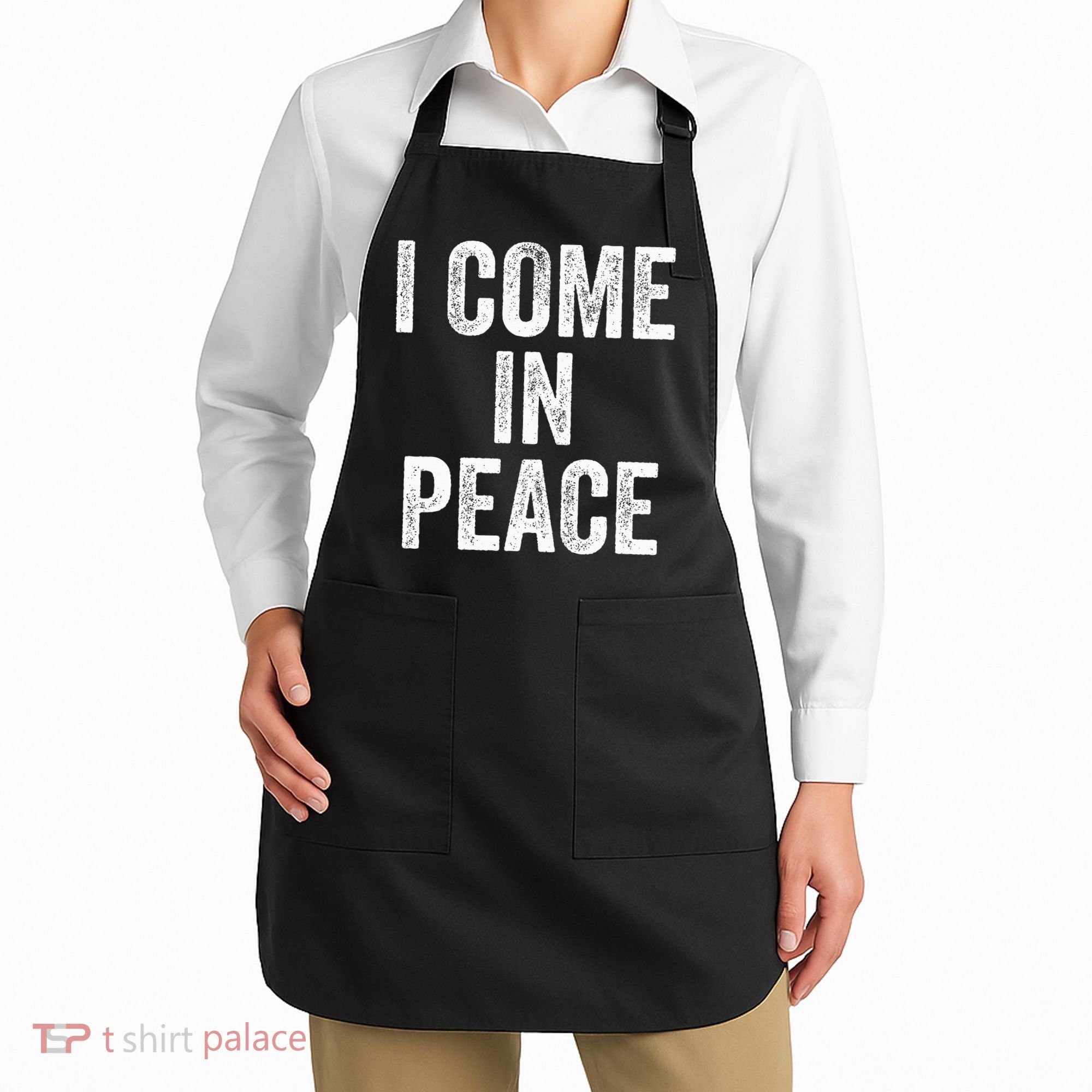 I COME IN PEACE  I'M PEACE retro Couple's Matching Apron