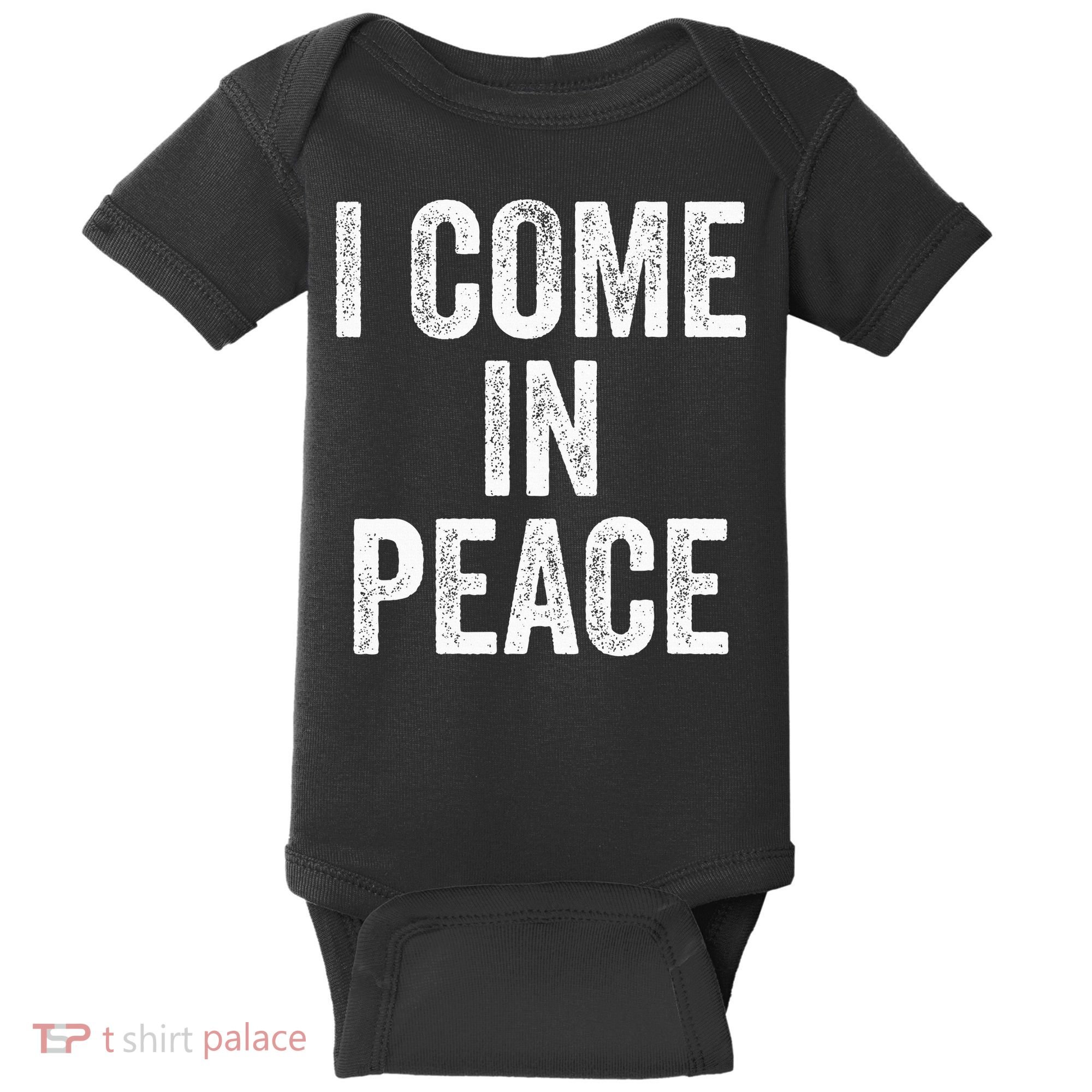 I COME IN PEACE  I'M PEACE retro Couple's Matching Baby Bodysuit
