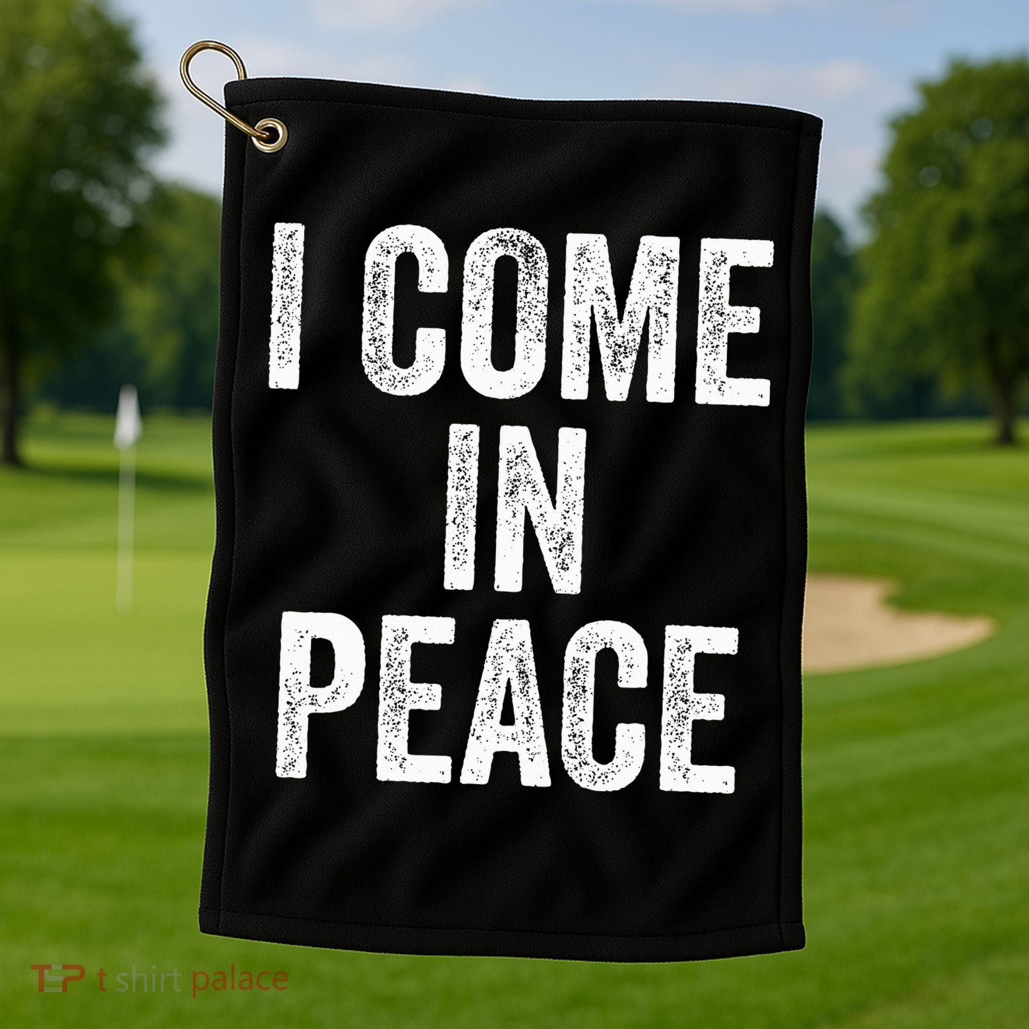 I COME IN PEACE  I'M PEACE retro Couple's Matching Golf Towel