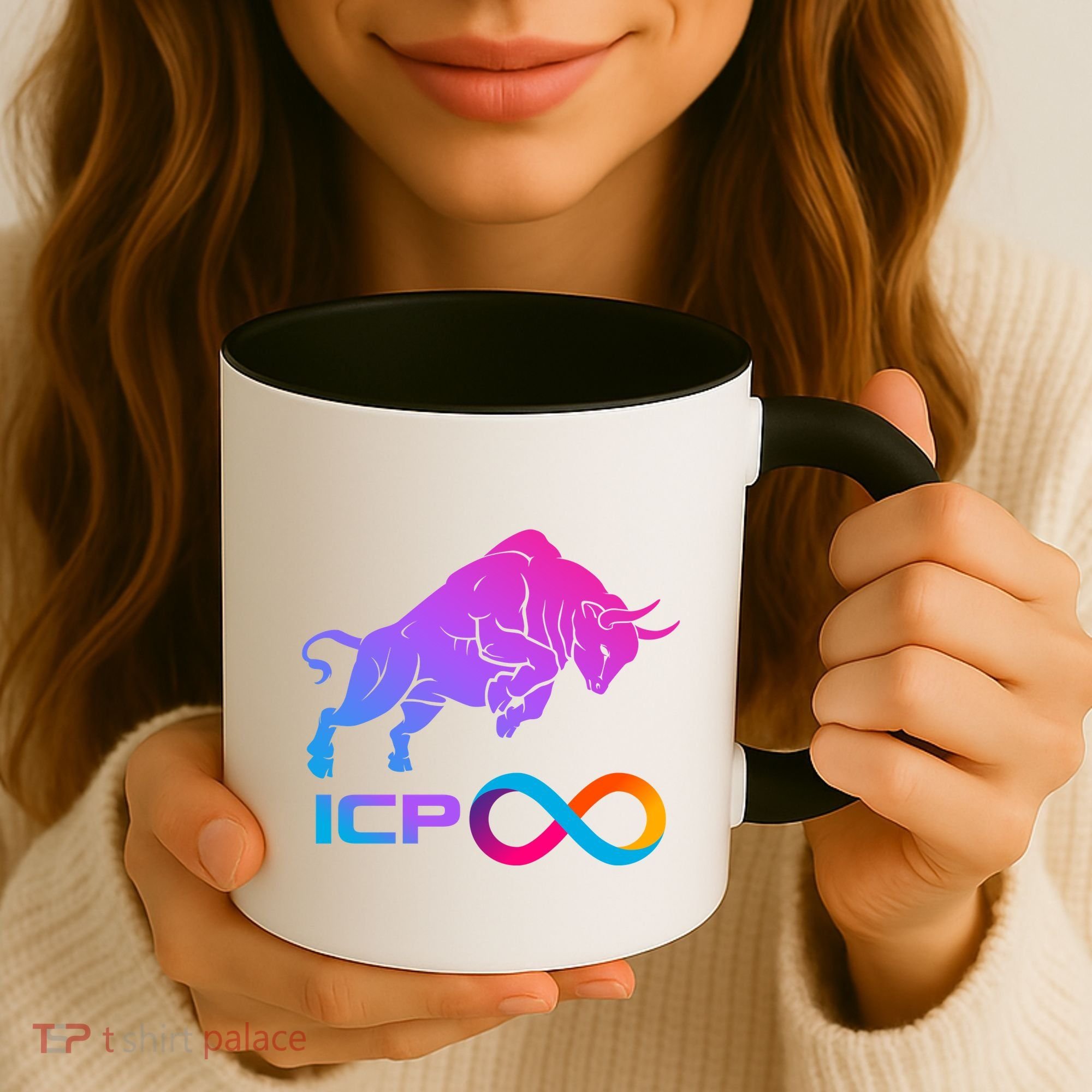 Internet Computer Icp Cryptocurrency Logo Bull Run Coffee Mug