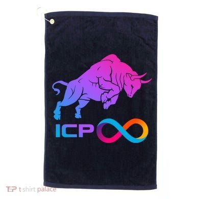 Internet Computer Icp Cryptocurrency Logo Bull Run Golf Towel