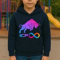Internet Computer Icp Cryptocurrency Logo Bull Run Kids Hoodie thumb 3
